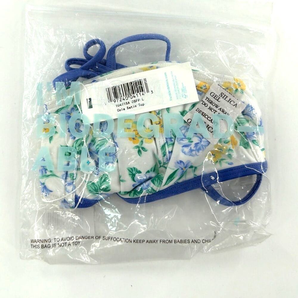 Frankies Bikinis Women's Coastal Floral Cola Shine Underwire Bikini Top Size L - Picture 3 of 11